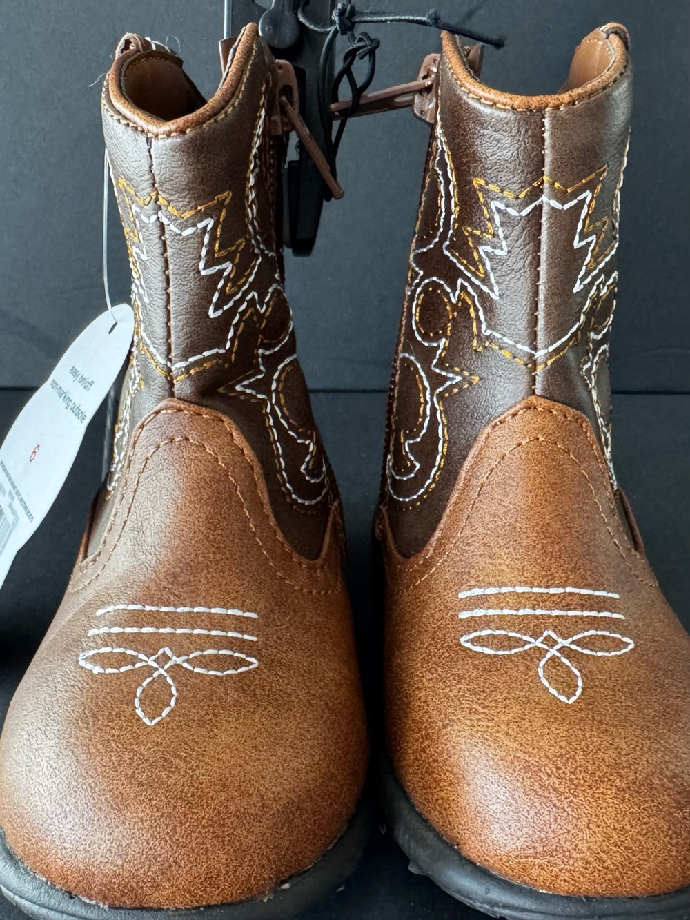 Wonder Nation Toddler Cowboy Boots Size 6 Brown Western Boots Side Zip New